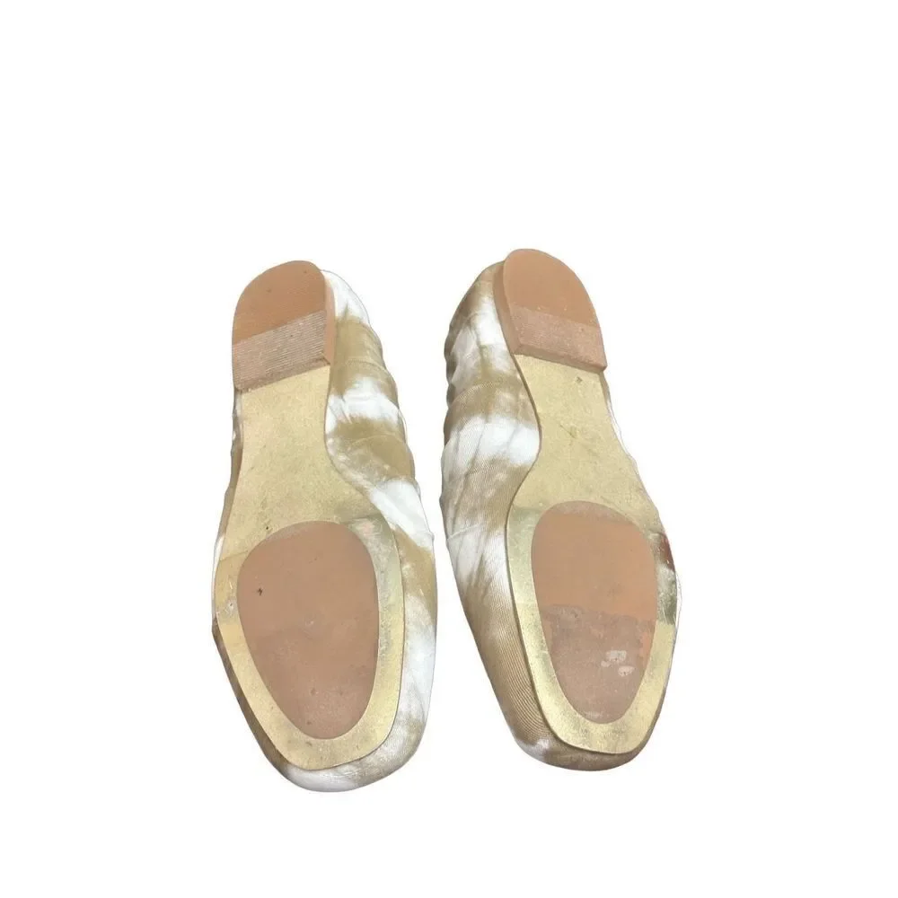 Korks Women’s Size 10  Palmer Khaki White Tie Dye Square Toe Ruched Ballet Flat